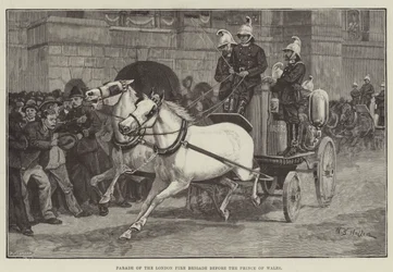Parade der Londoner Feuerwehr vor dem Prinzen von Wales